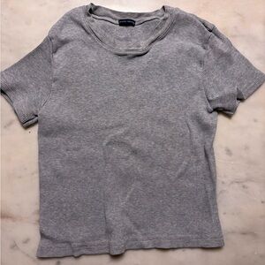 Brandy Melville Gray Ribbed Short Sleeve Top